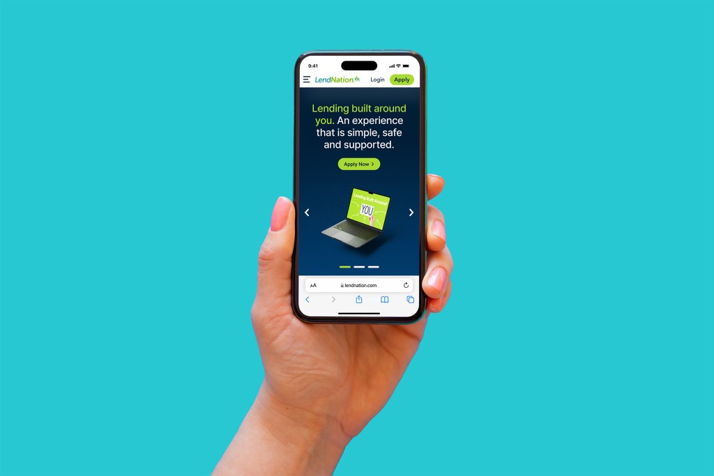 Person holding a smart phone about online loan.